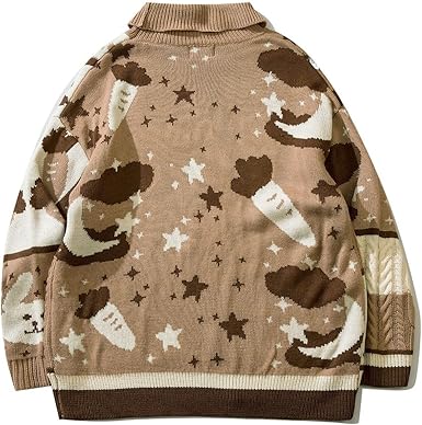 Pivanzore Women Cute Rabbit Sweater Y2K Graphic Long Sleeve