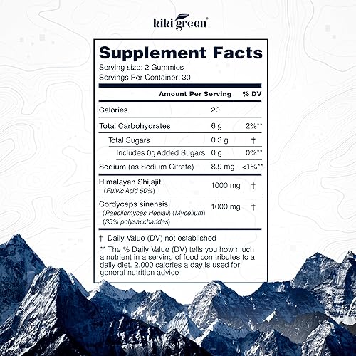 Miniatura 4 de KIKI Green Shilajit Gummies - Gomitas Shilajit puras del Himalaya de 1000 mg con extracto de Cordyceps - Minerales traza incluidos - 60 gomitas