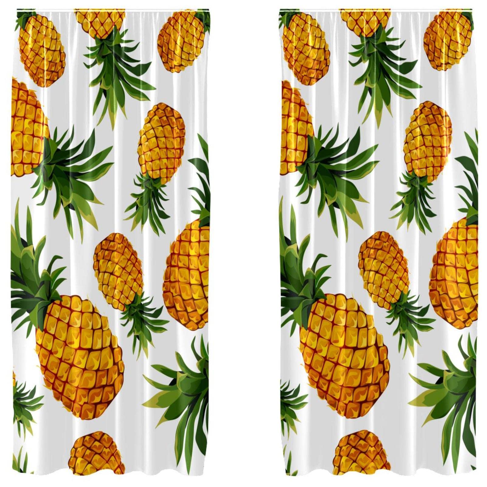 Voilages ananas jaunes légers pour illuminer votre salon ou chambre