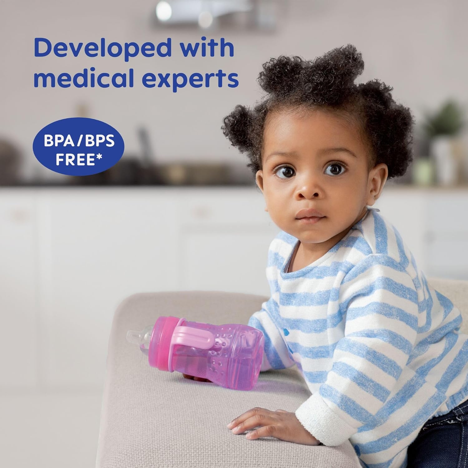 MAM Trainer+ 220ml, Baby Cup Suitable from 4+ Months, Trainer Cup for Independent Drinking, Spill-Free Toddler Cup, Pink (Designs May Vary)