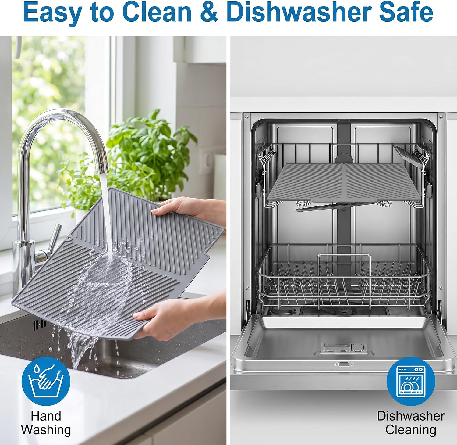 Waterproof Silicone Dish Drying Mat for Kitchen Counter