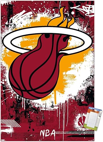 Vista 60 de Trends International NBA Miami Heat - Póster de pared con logotipo Maximalist 23, 34 pulgadas de largo x 22.4 pulgadas de ancho, paquete de póster