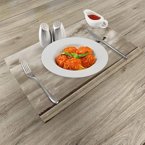 Miniatura 2 de Ambesonne Juego de 4 manteles individuales vintage de avión, diseño de cielo nublado dramático, aviación, sobrevuelo, composición obsoleta, manteles