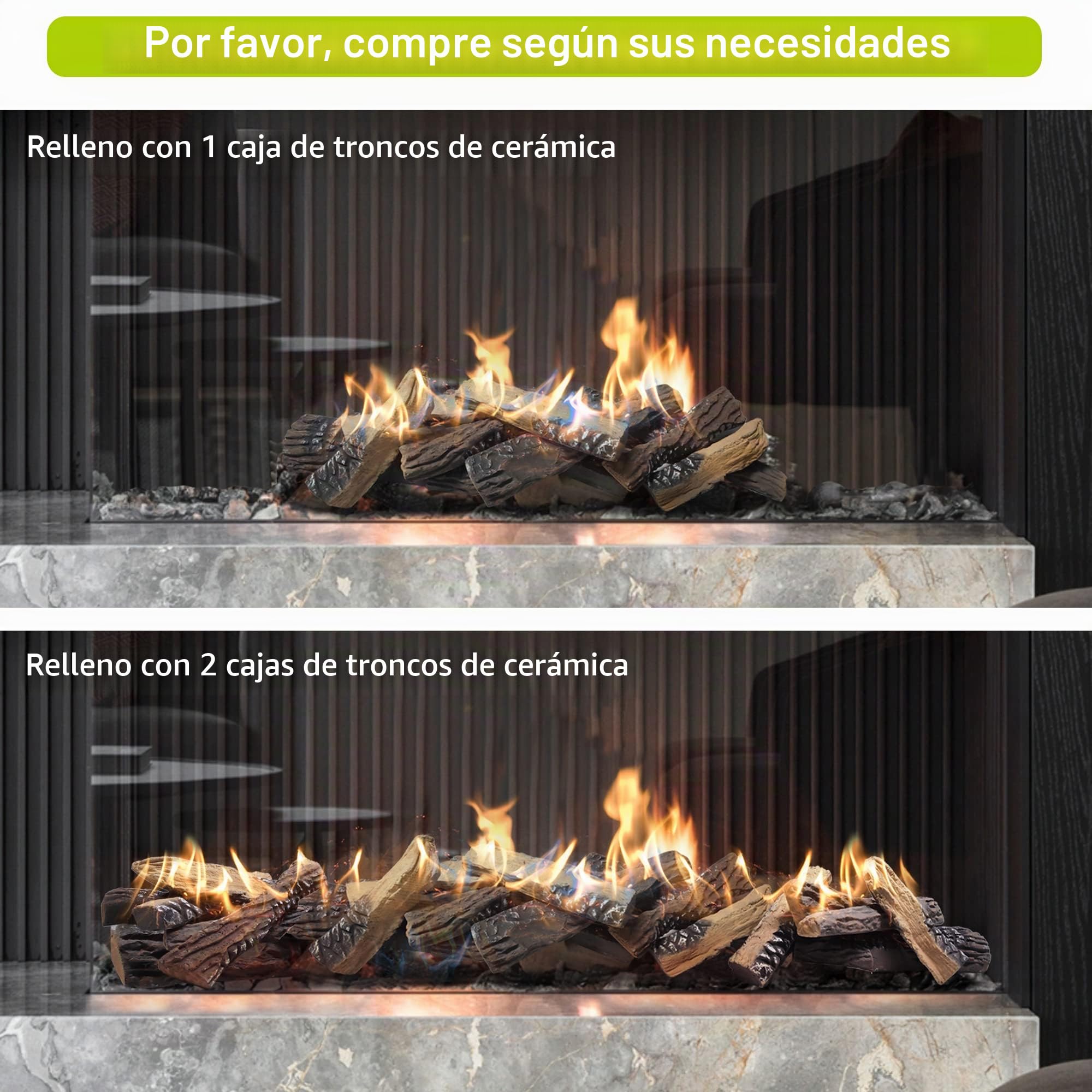 Leños de Chimenea de Gas, ATR Juego de 10 Piezas de Troncos de Chimenea de imitación de cerámica Grandes para hogueras de Interior y, Electricidad, decoración de chimeneas Madera Artificial