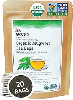 Incas 100% USDA Organic Mugwort Tea (20 Tea Bags) Non GMO Verified Caffeine Free Herbal Tea Rich in Antioxidants Sourced f...