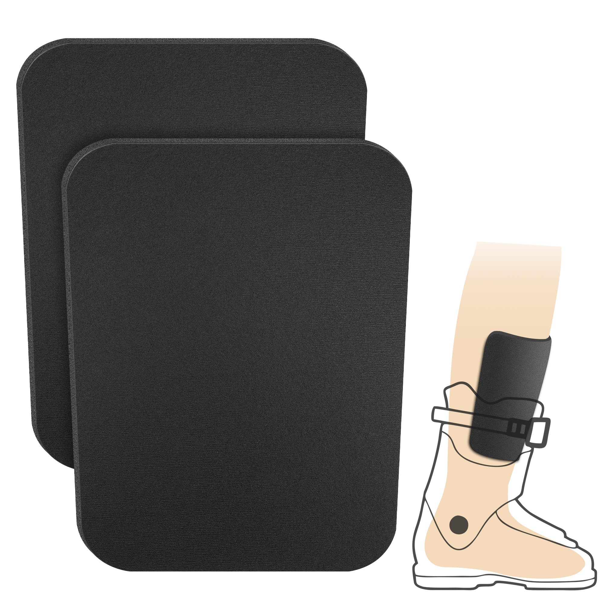 2 Pcs 6.5x5 Inch Snowboard Shin Pads-Thinkened Foam Ski Shin Guards-Cuttable Ski Shin Protector Pad for Ski Boot Liner Snowboard Sports Padded Shin Bang Protection