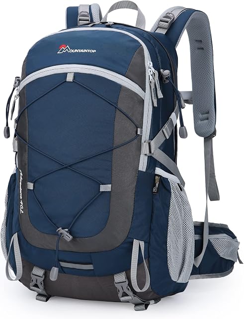 MOUNTAINTOP 40L Hiking Backpacks Trekking Rucksack with Rain Cover Light Daypacks for Travel Camping Climbing Mountaineer Outdoor Sport
