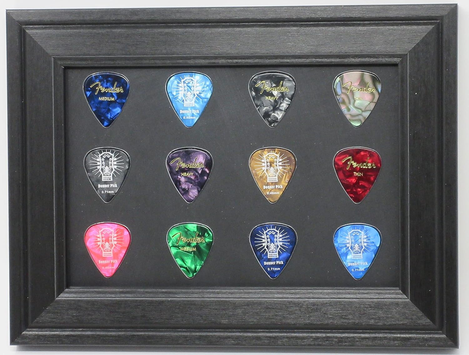 Guitar Pick Wall Display Picture Frame for 12 Picks (Not Included) Made in USA