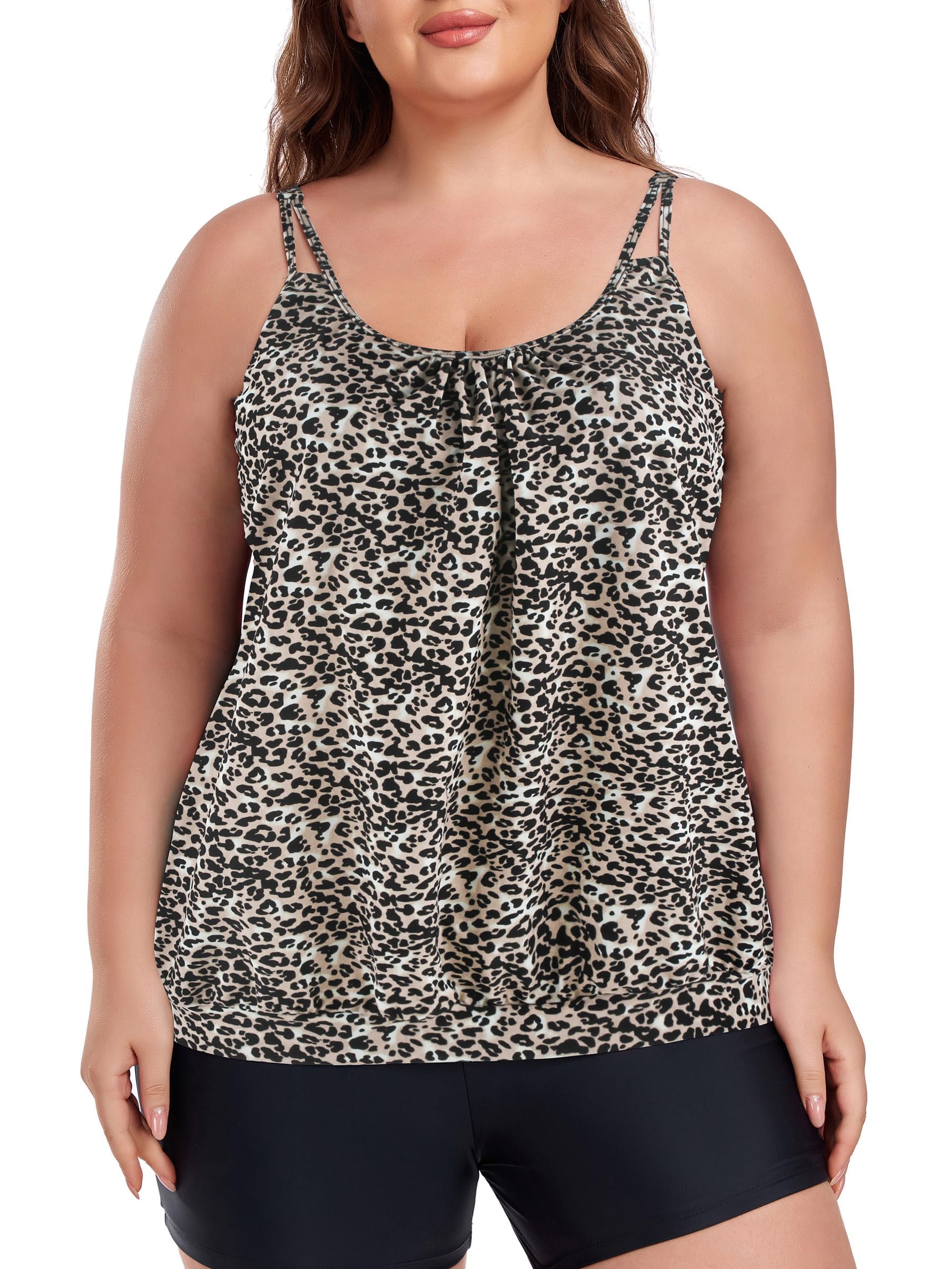 Ocean Blues Haut tankini grande taille pour femme - Coupe ample - Haut tankini