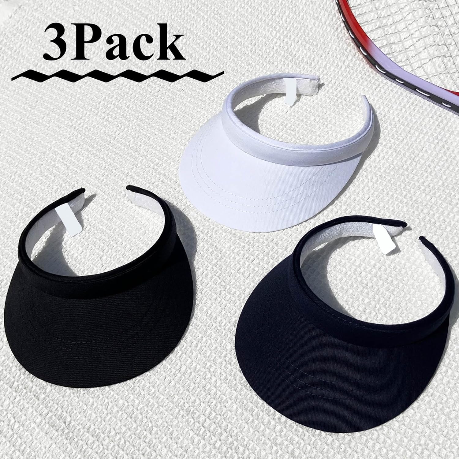 3 Pack Sports Sun Visor Hat Women Men Adjustable Clip On Visors Outdoor Golf Beach Cap - Image 3