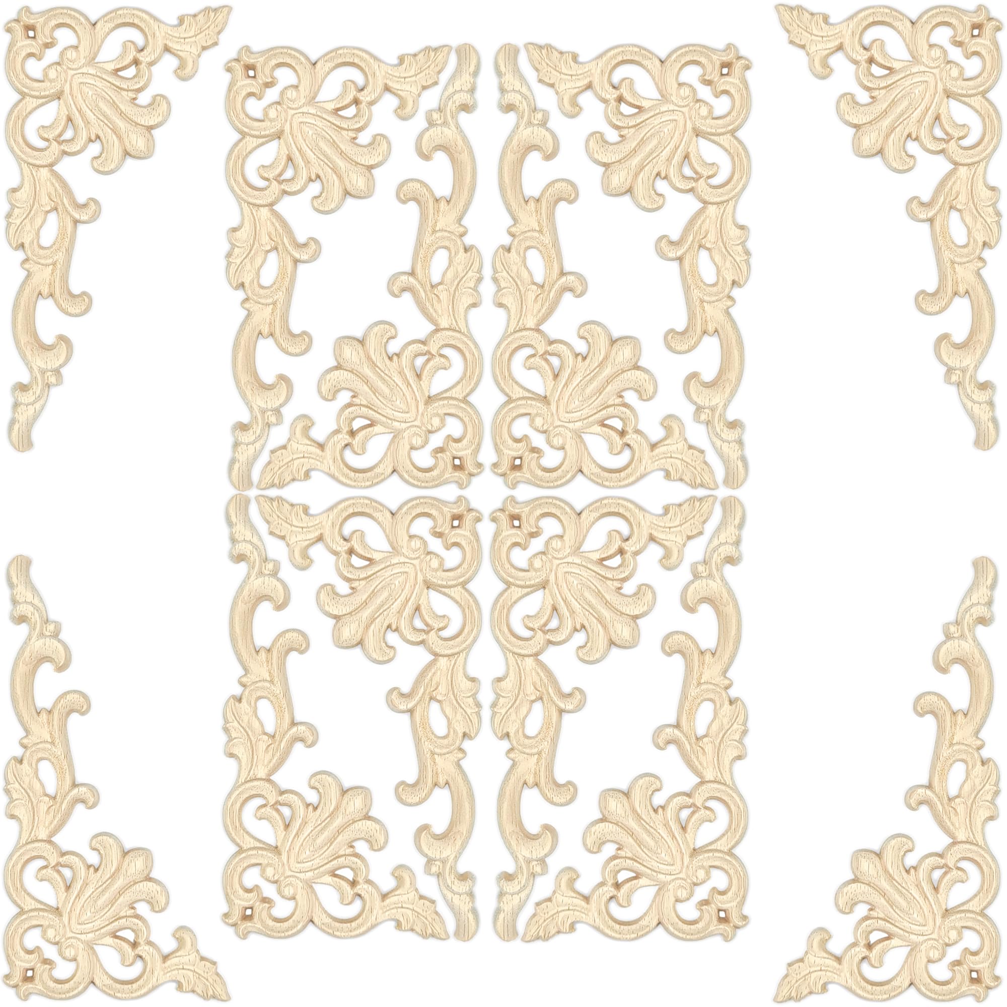 12Pack Wood Appliques and Onlays Decorative Wooden Applique Carved Onlay