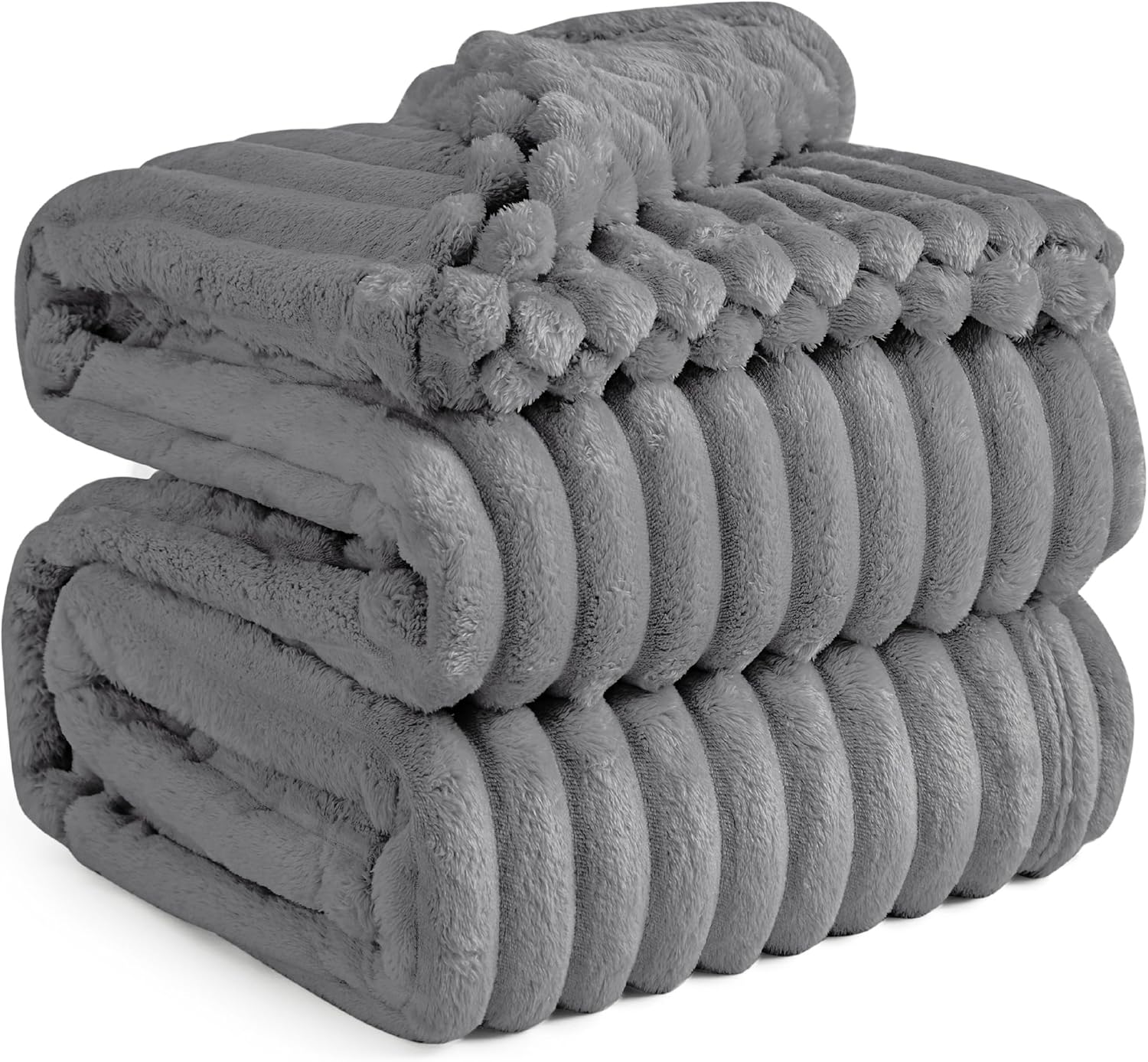 Bedsure GentleSoft Frost Gray Fleece Blanket for Couch - Cozy Soft Blankets for Women, Cute Small Throws for Girls, 90x90 Inches