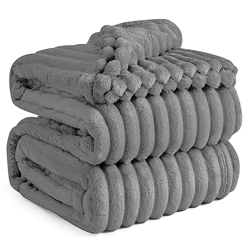 Bedsure GentleSoft Frost Gray Fleece Blanket for Couch - Cozy