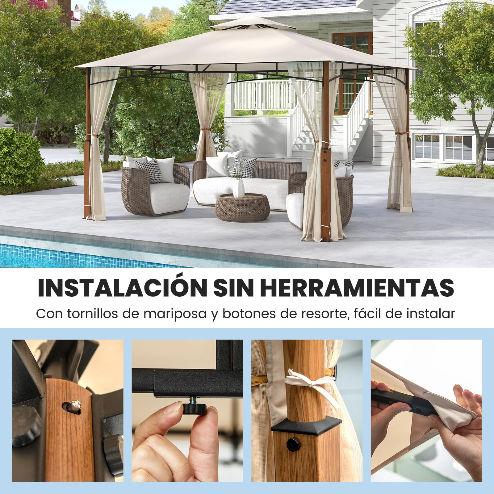 COSTWAY Carpas para Exteriores 3,6 x 3m con Red