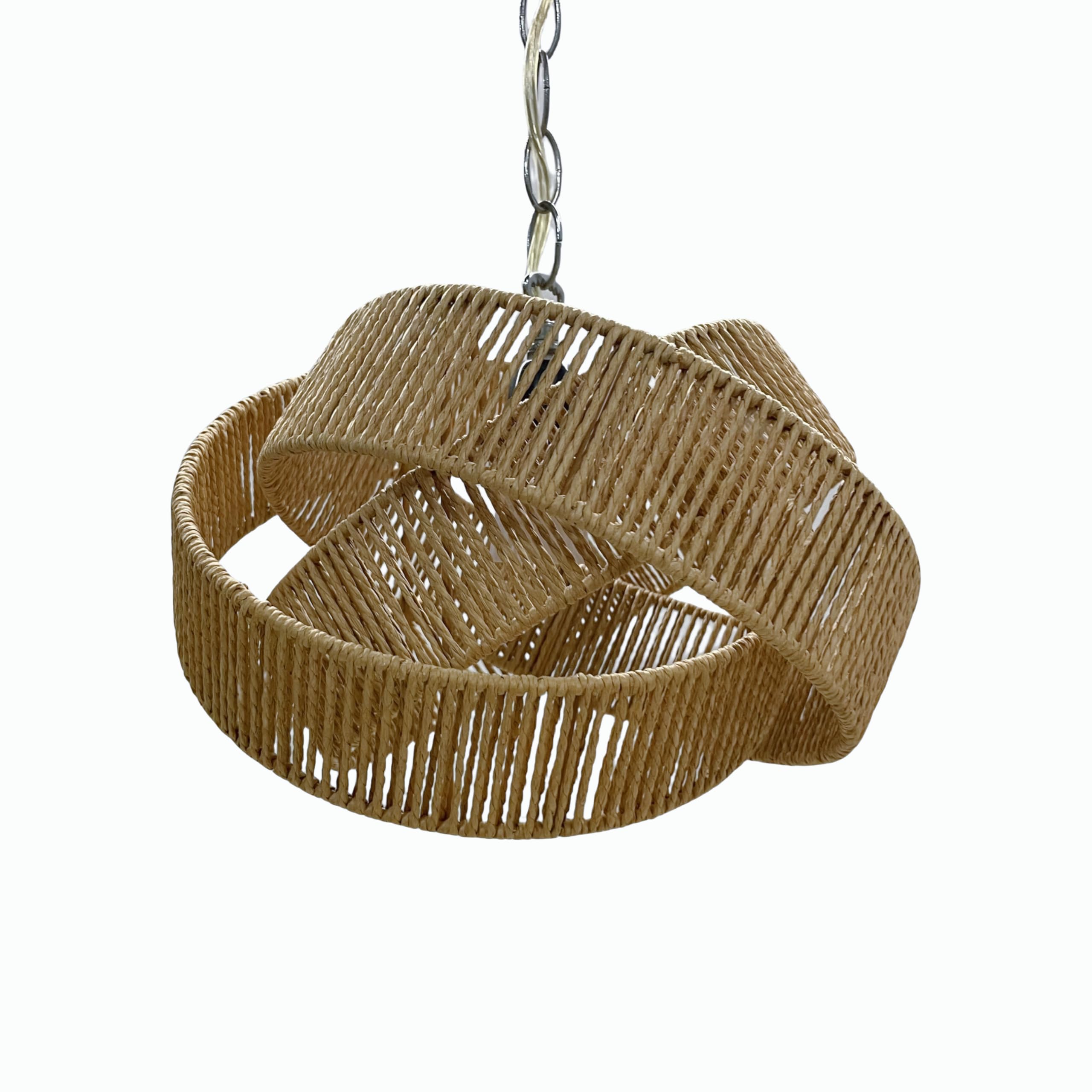 Lilia Wicker Light Shade Easy Fit Pendant Lampshades for Ceiling Lights for Bedroom, Living Room, Cafe (Natural)