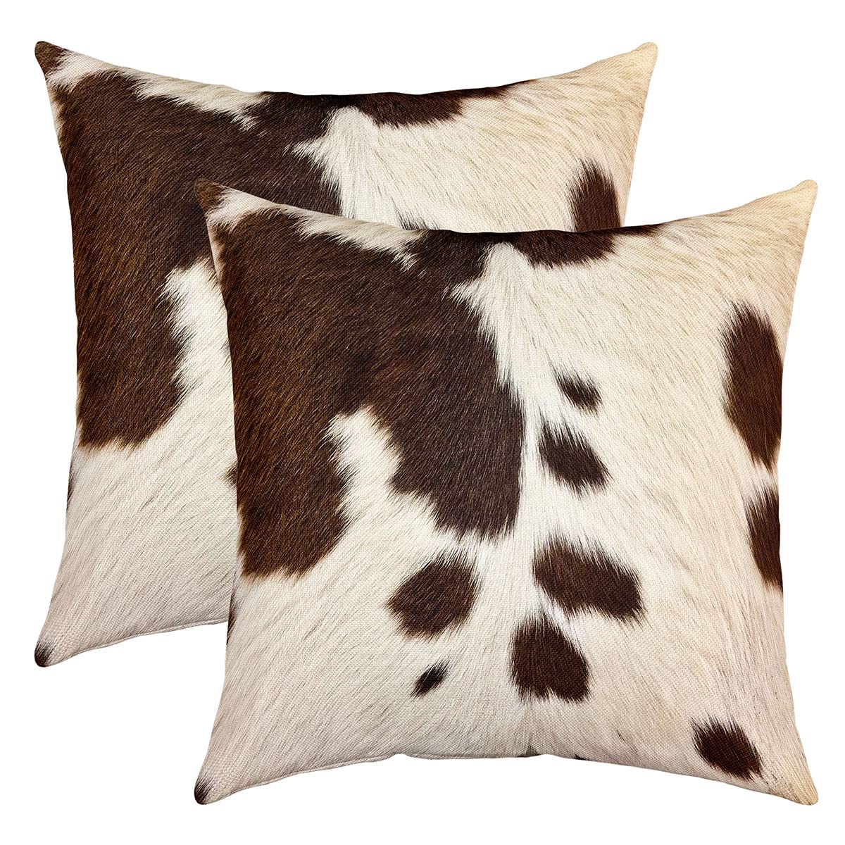 richhome Cowhide Print Decorative Square Throw Pillow Cover Western Farm Animal Theme Pillow Cover 2 Pack for Living Room Highland Cattle Vintage Home Decor Cushion Case Pillowcase 18x18 Inch
