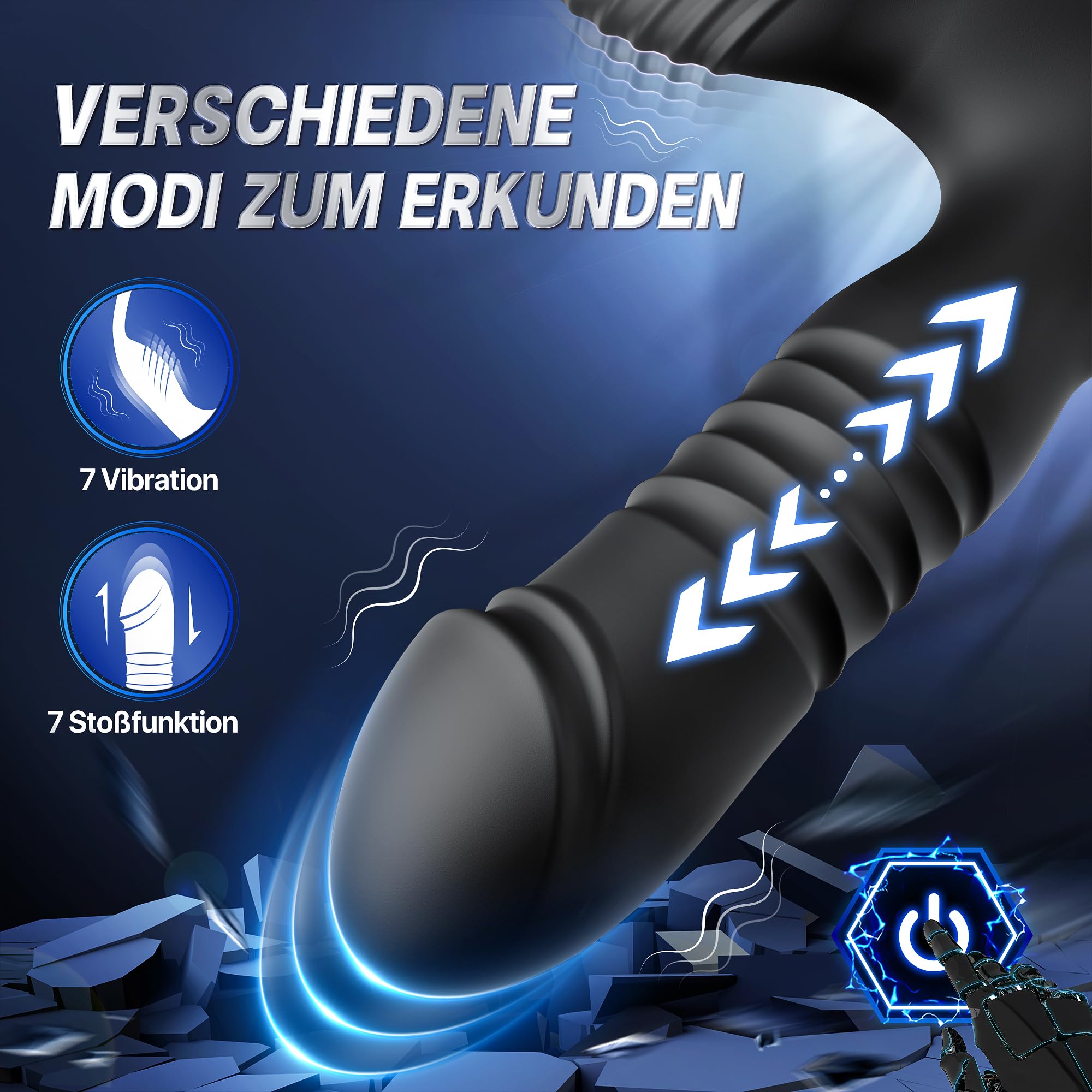 Plug Analesex Sex Toy, Vibratore Plug Anale con 7 Funzioni di Shock 7 Modalità di Vibrazione Stimolazione Prostata con Anello Vibrante per il pene Vibratoreper Donna Telecomando Sex Toys