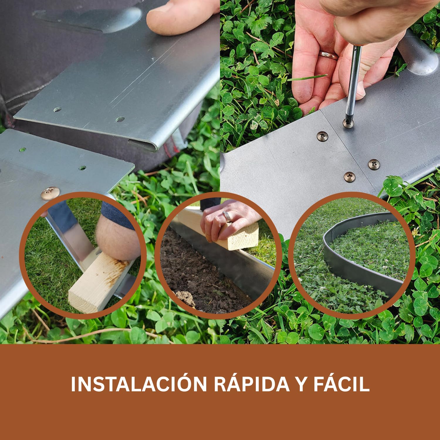 Rori Acero corten Borde 5m – 16 cm de Alto – Parte Superior Redondeada – 5 x 1 m Bordes de césped curvados – Borde para huerto y parterres – Valla DIY