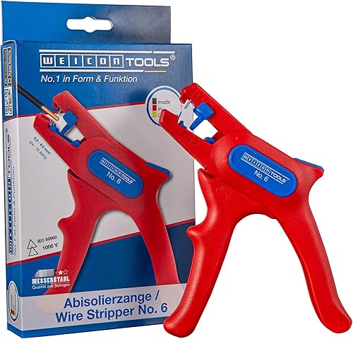 WEICON Pelacables Nº 6 | para trabajar en directo hasta 1000 voltios | Herramienta peladora para cables redondos | Rango de trabajo 0,2-6,0 mm² |