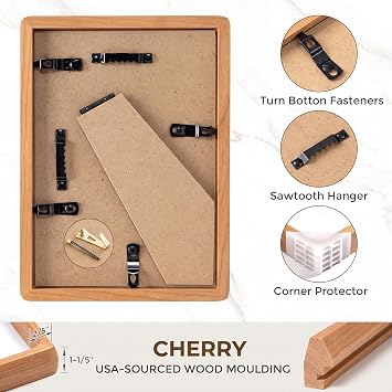 Dreamland 6x8 Picture Frame, USA-Sourced Cherry Wood Photo Frames with HD Tempered Glass, 6 x 8 Wooden Frame Matted to 5 x 7, 6x8 Frames Handcrafted Rounded Corner for Tabletop or Wall Display
