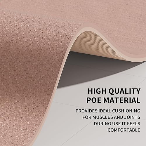 Miniatura 6 de Esterilla grande de yoga de 8 mm (6' x 4') - Extra larga y ancha de 72 x 48 x 0.32 pulgadas, esterilla de fitness POE antideslizante, ecológica,