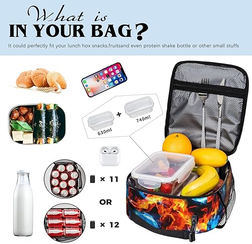 Miniatura 3 de Fiambrera con diseño de videojuegos de fuego para niños y niñas, con aislamiento, reutilizable, portátil, para hombres, mujeres, adultos, escuela,