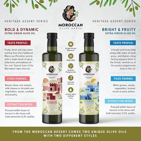 MOROCCAN OLIVE GROVE - Bright & Fruity - Premium Desert Extra Virgin Cold Extracted Olive Oil, 100% Single Origin from Morocco, Polyphenols Rich - (10 Pack Travel Size - 20ml)