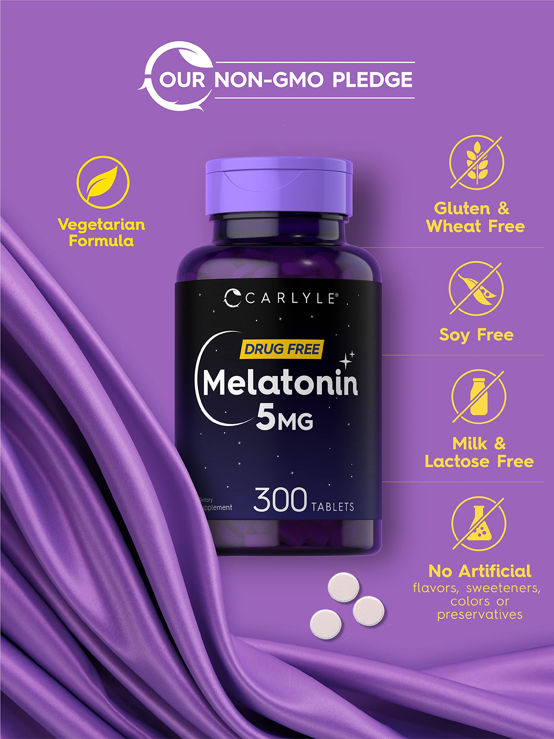 Carlyle Melatonin 5mg | 300 Tablets | Drug Free Supplement — Amazon image 4