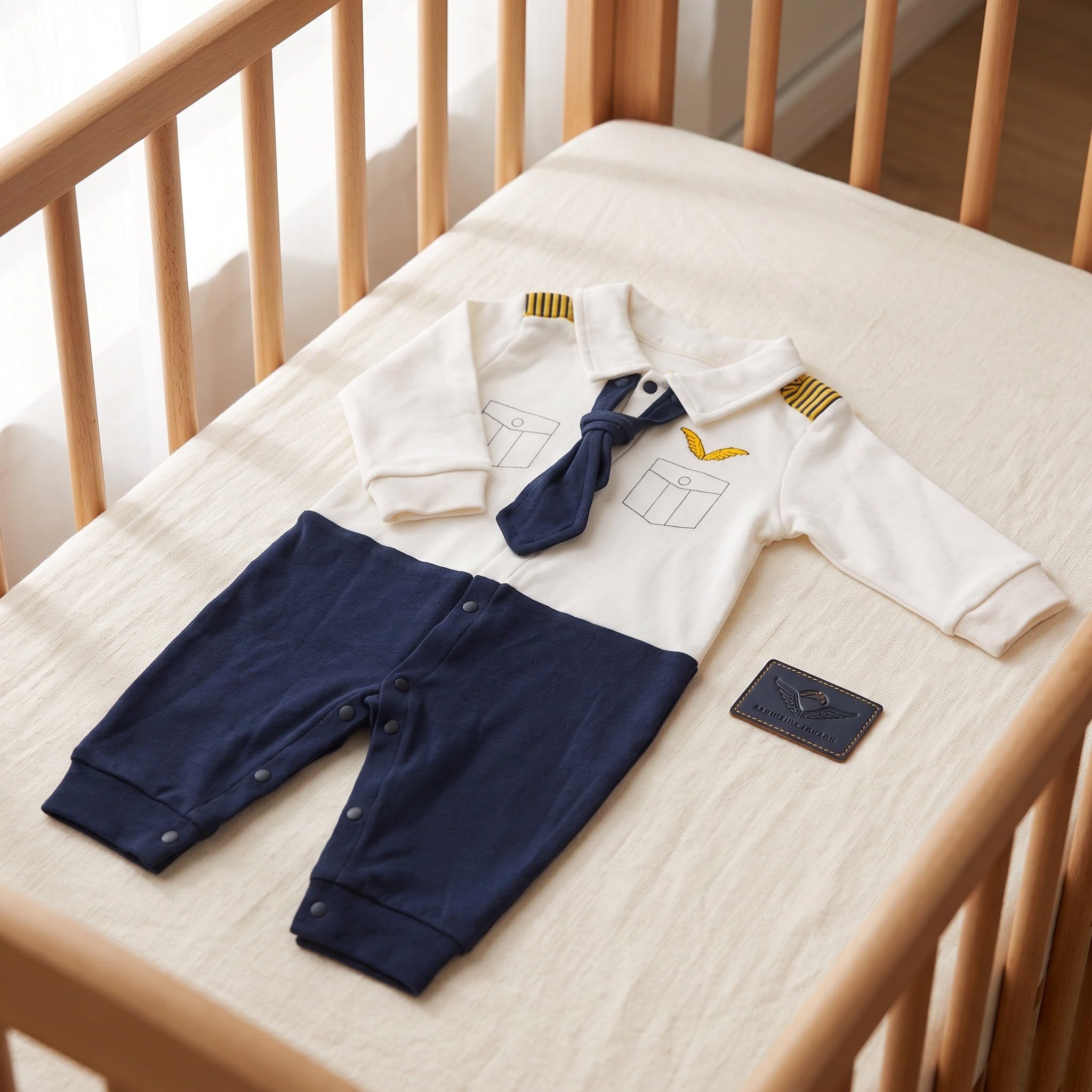 Tutina a maniche lunghe da pilota per neonati, tuta in stile | Tutina intera morbida unisex per neonati, ideale come regalo per baby shower o per l'uso quotidiano.