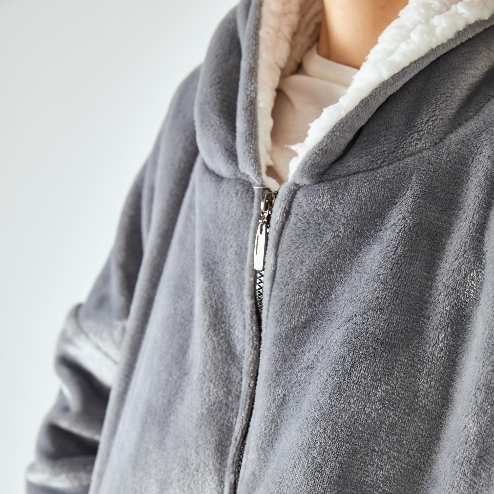 Pahajim Felpa Coperta con Cappuccio Oversize Coperta Indossabile Donna con Cerniera Flanella Calda e Morbida Felpe con Cappuccio per Adulti, Uomo, Donne, Adolescenti 90x120 cm