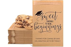 Graduation Cellophane Bags - 100-Pack of 5x7.1 Inches Sweet Endings to New Beginnings.