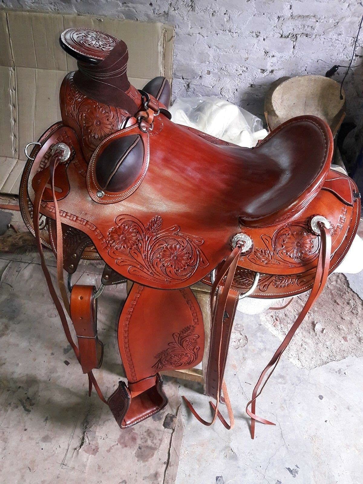 Equestrian Universe Western - Sella in pelle resistente Wade Ranch Roper
