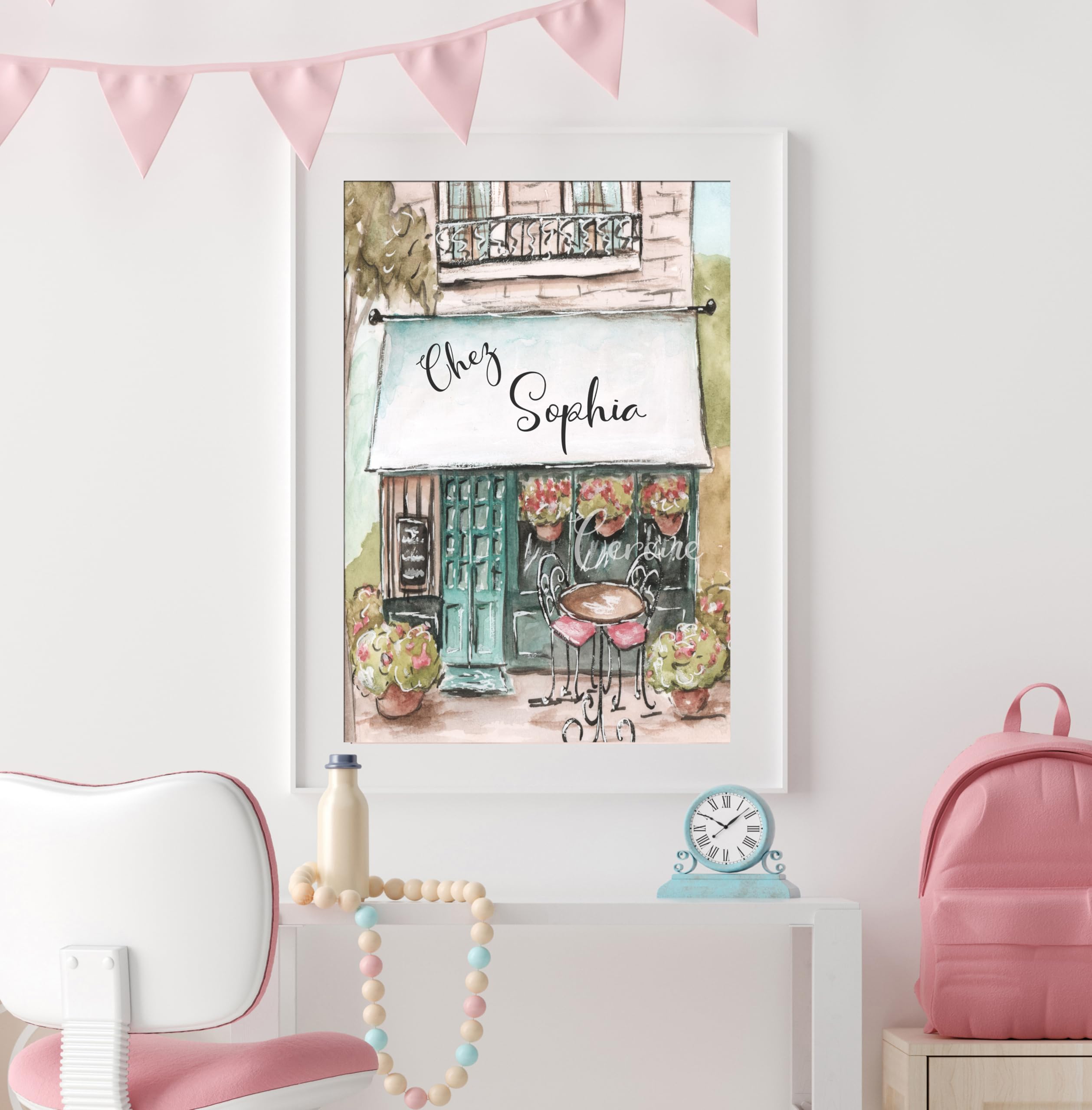 Amazon.com: Chez Julien Watercolor Print, Unframed, Paris Cafe