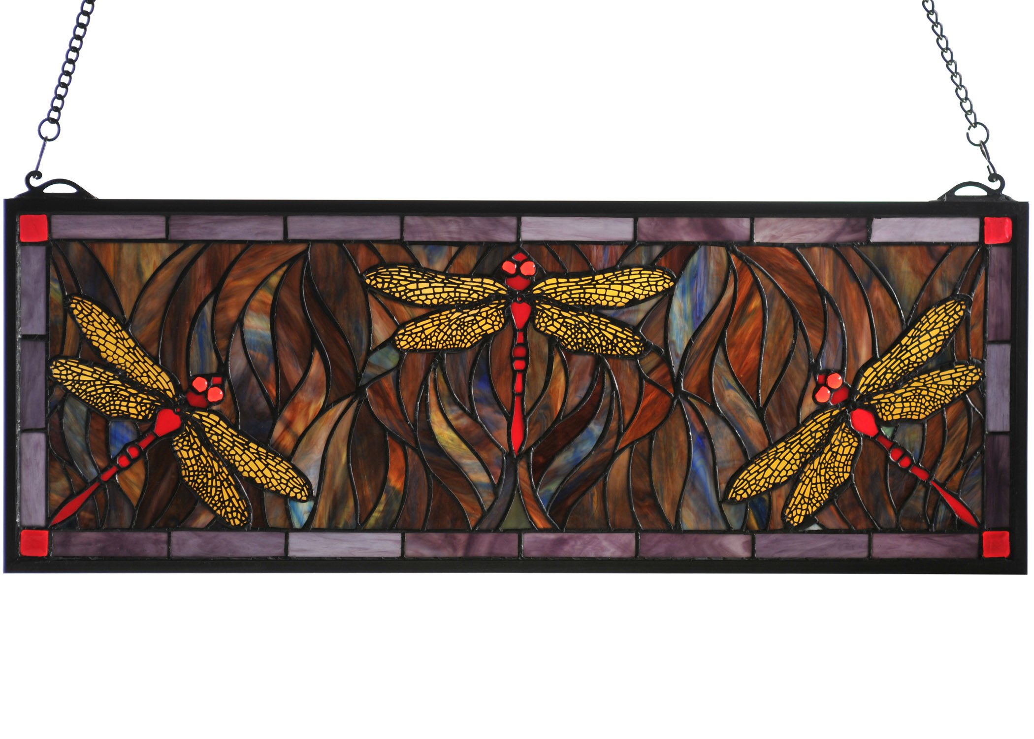 Meyda Tiffany 48091 Tiffany Dragonfly Trio Stained Glass Window, 28