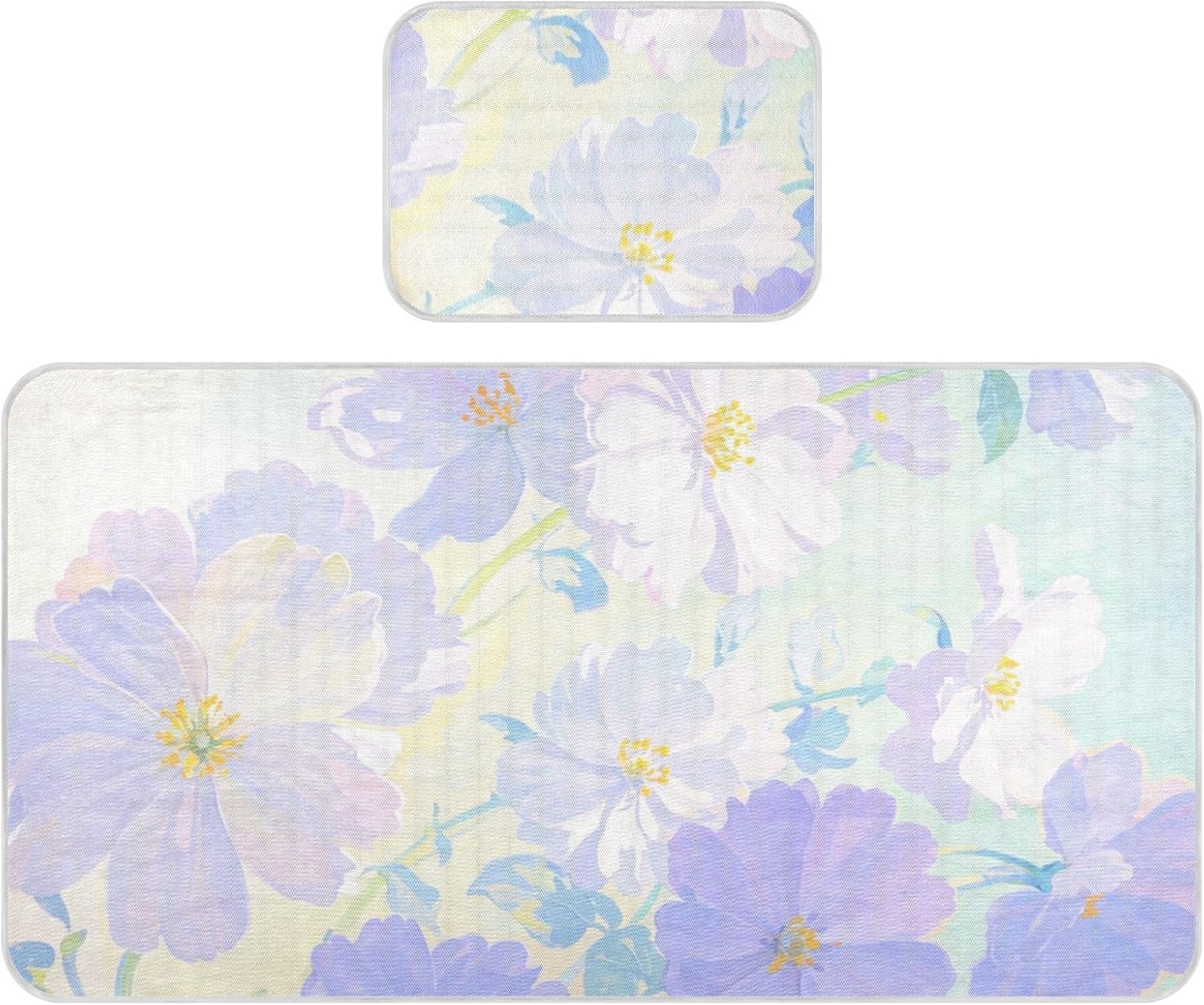 Cooling Baby Crib Mattress 28" x 52"Ultra Soft Crib Padding for Sides for Kids, Adult Summer Purple Oil Painting Daisies