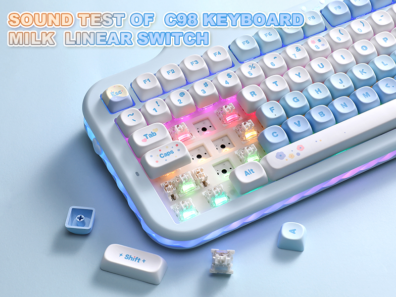 Amazon.com: YUNZII C98 Cute Cake Wireless Mechanical Keyboard(Blue