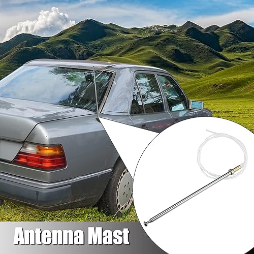 Miniatura 2 de X AUTOHAUX Reemplazo del mástil de la antena de la señal de radio AM FM del coche para el tono plateado del Benz 1981-1993 de Mercedes
