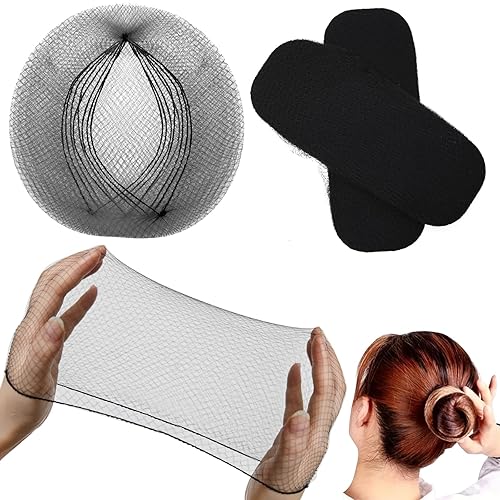 Smilco - 100 unidades de red para el cabello, malla elástica invisible de 22 pulgadas, para hacer moños, ballet, bailarina, cocina, comida (negro)