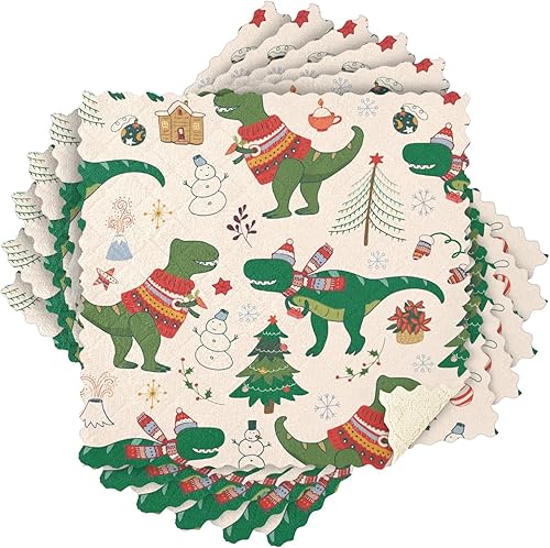 Miniatura 8 de KLL Dinosaur Rex Christmas Happy New Year Microfiber Dish Towels Dry Microfiber Tea Towel Kitchen Hand Towels Absorbent Kitchen Towels Absorbent