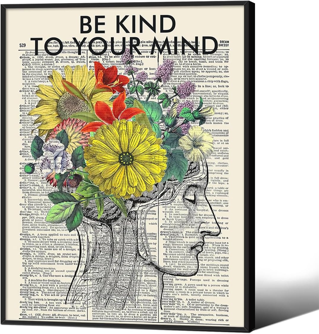 Retro Red Abstract Eye Canvas Wall Art Vintage Hippie Trippy Poster Affirmation Quotes Wall Decor 24x36 inch Black Framed 60s 70s Psychedelic Quirky Prints for Apartment