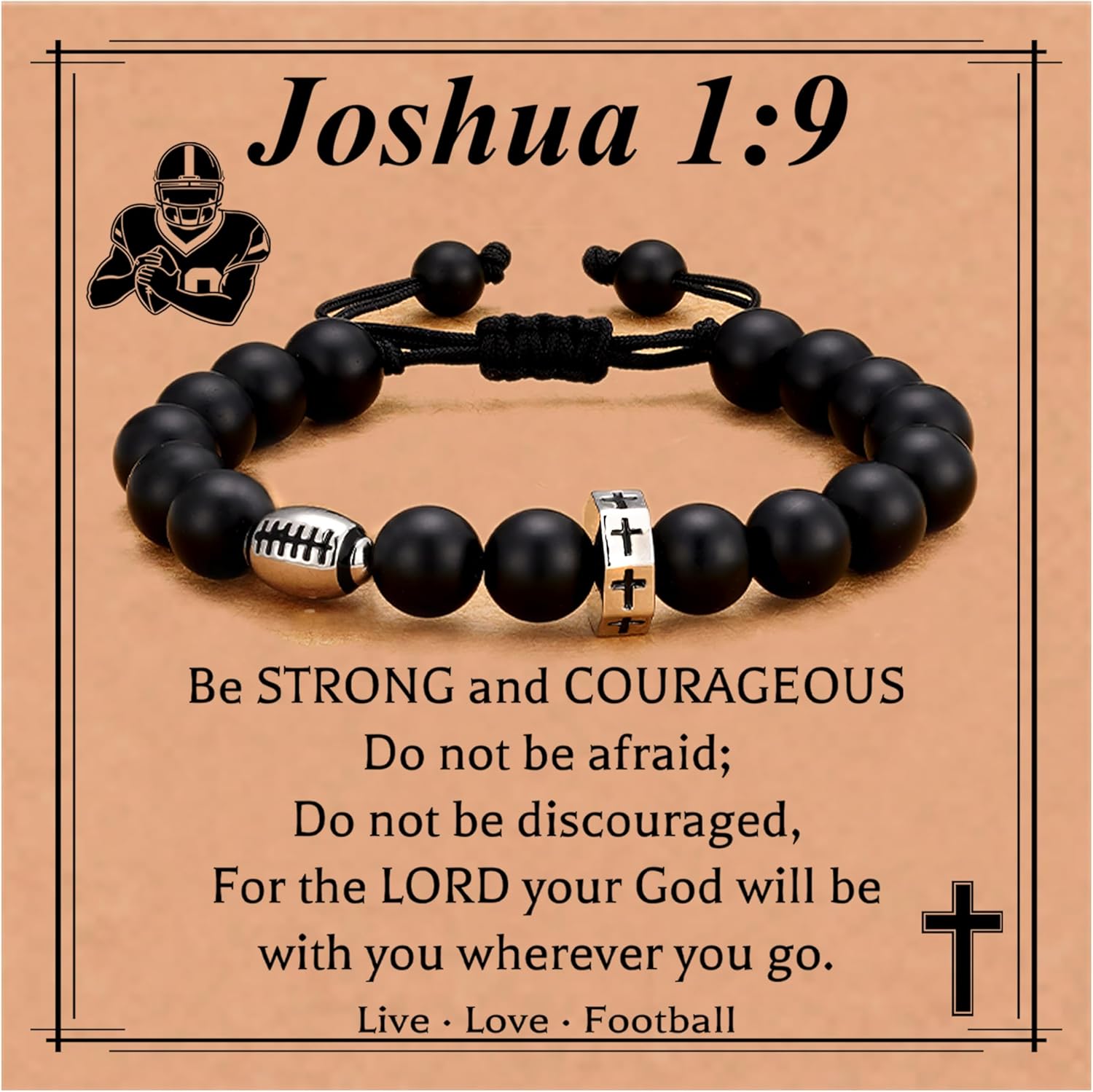 Baseball/Basketball/Football/Soccer Bracelet for Boys Cross Beaded Bracelet Gifts for Son Grandson Players Team Fan Friends,First Communion Christian Graduation Gifts for Teens Boys