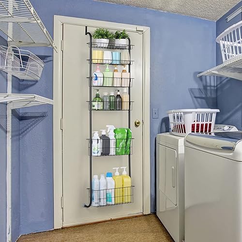 Miniatura 8 de melos Organizador de despensa de 6 niveles para colocar sobre la puerta, organizador de estante de metal resistente para la parte trasera de la