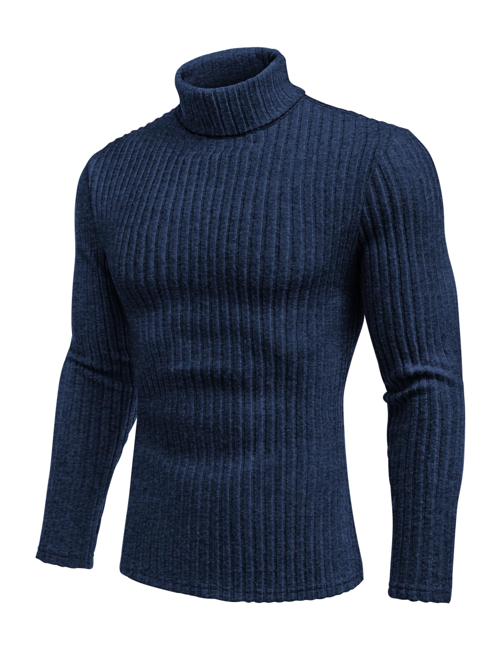 EkouaerMen Turtleneck Shirts Lightweight Long Sleeve T Shirt Ribbed Thermal Tops Baselayer Pullover S-XXL