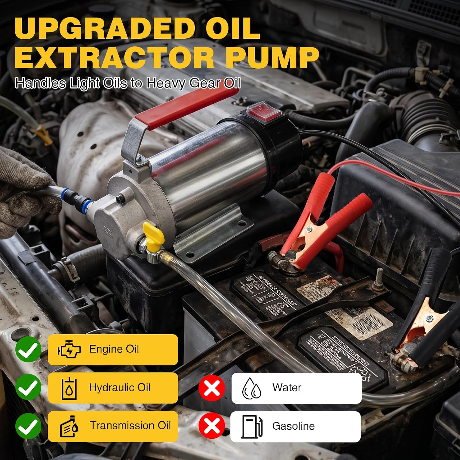 12V 100W Electric Oil Pump, Portable DC Oil Extractor Pump