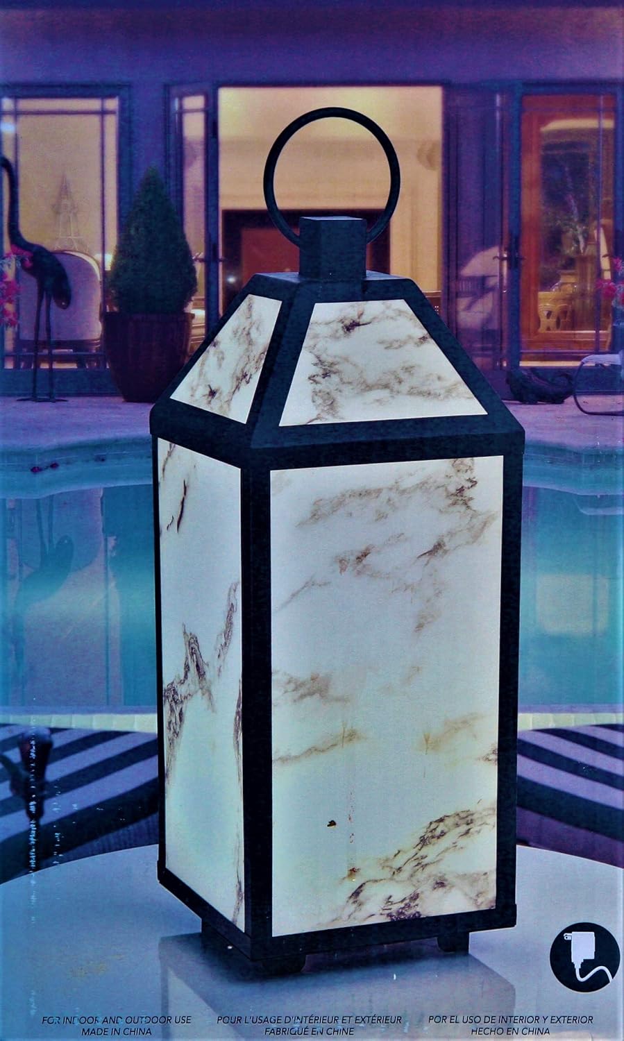 LED Lantern with Marble Finish, for Indoor and Outdoor use