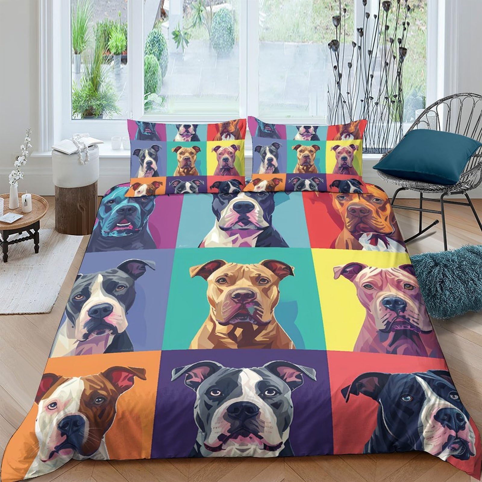 Ctjqhvkz Style-3 3D Printed Colorful Bulldog Fitted Sheet Microfiber Soft Mattress Cover For Bedroom Dorm Decoration Easy Care Single（135X200cm）