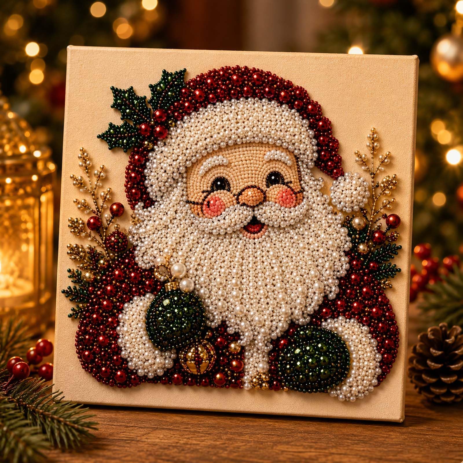 ZHAOYUHP Christmas Pearl Art Kit – Santa Design 20x20cm, Diamond Painting