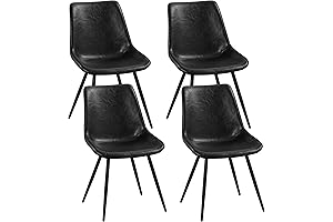 Yaheetech Black Leather Dining Chairs Set of 4