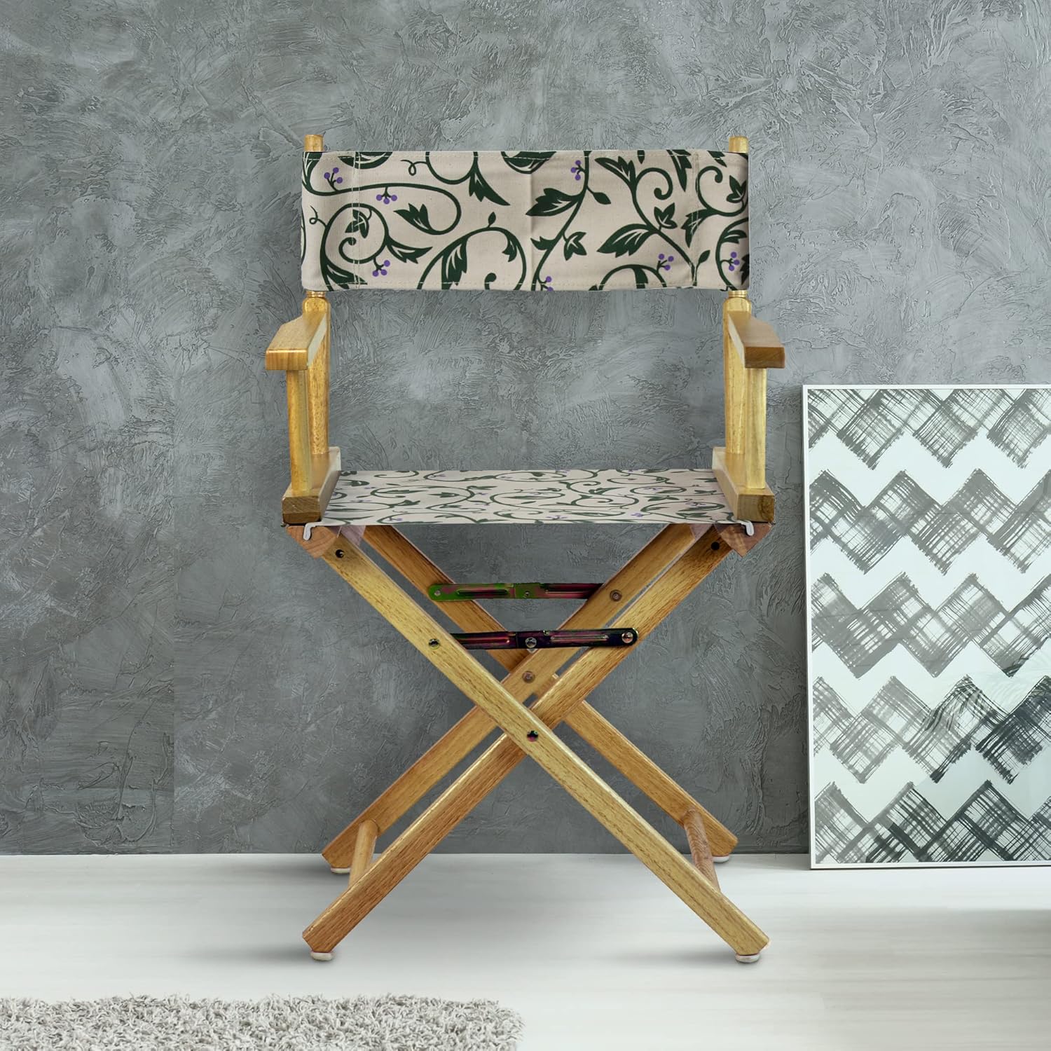 Casual Home Frame/Garden Vine Natural Canvas 18" Classic Height Directors-Chairs, 21.75" W x 17" D x 33.75" H
