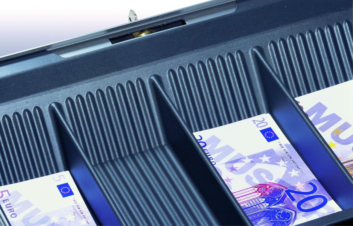 Durable 178257 caja Euroboxx con 2 llaves, incluye tablero de conteo y compartimentos para billetes, gris plateado